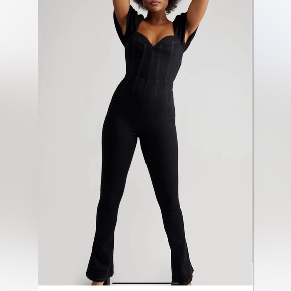 Free People Moondance Jumpsuit Small UK 10 Black One Piece We The Free Bootcut - Picture 15 of 15